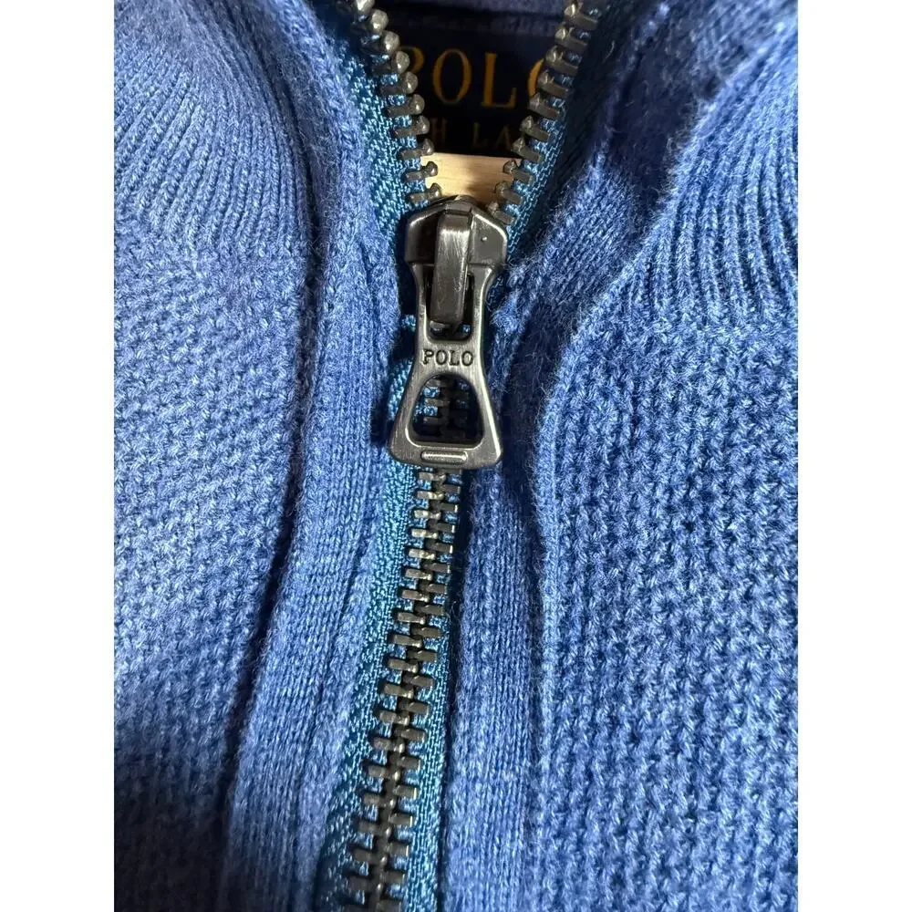 Polo Ralph Lauren Pima Cotton 1/4 Zip Large Blue Sweater Pullover Preppy Casual